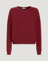 Boxy sweater in wool and cashmere tricot in India red