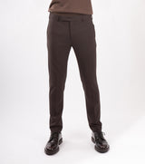 Ten dark brown trousers