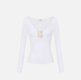 Maglia con logo gioiello Avorio