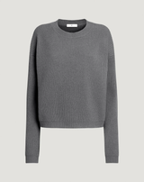 Boxy sweater in wool and cashmere tricot Grey